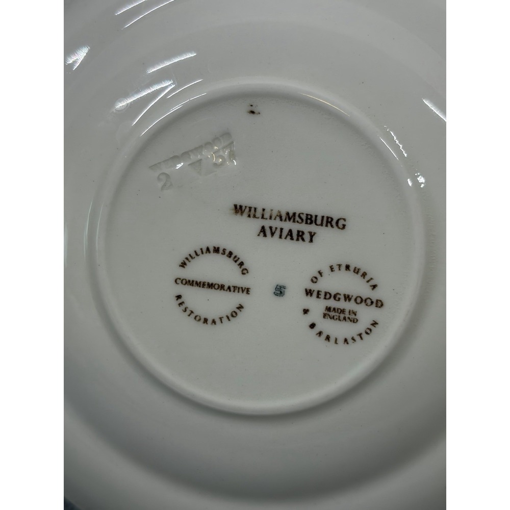 Wedgwood Williamsburg Aviary‎ Teacup Saucer Set Ivory Brown Birds England - Picture 8 of 14
